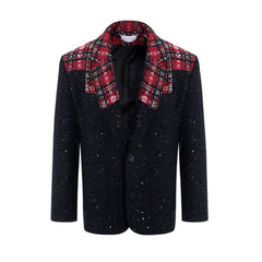 Couture Men's Checkered Pattern Tweed Jacket