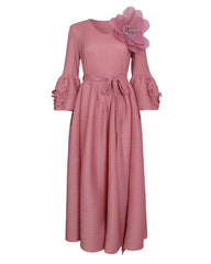 Luxurious Floral Pleats Dress