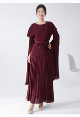 Maxi Pleated Skirt & Dolman Sleeve Top