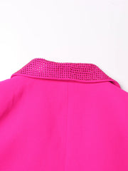 Women's Rhinestone Crackle Fuchsia Blazer