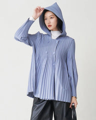 Luxury Pleated Hooded Jacket