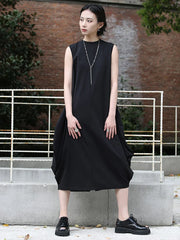 Women's Black Sleeveless Balloon Dress