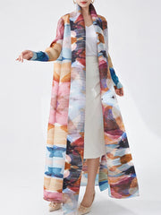 Women's Pastel Elegance Pleated Long Overcoat