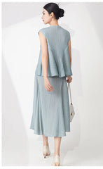 Pleated Sleeveless Top & Skirt Set