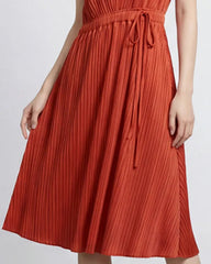 Self-Tie Pleated Dress (Petite-Friendly)
