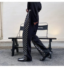 Men's Metallic Checkered Black Trousers