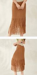 Luxury Pleated Tassel Skirt