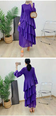 Elegant Ruffled Pleated Dress