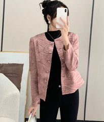 Luxury Pleated Collarless Jacket