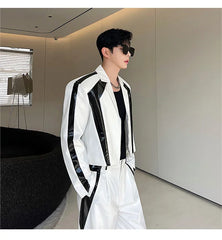 Men's 2-Piece White Blazer + Loose Fit Trousers Set