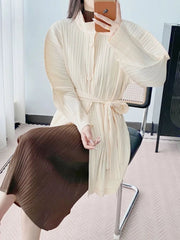 Luxury Plisse Mid-Length Jacket