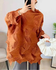 Oversized Pleated Plissé Top