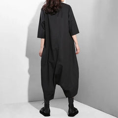 Couture Black Jumpsuit: Wide Leg, High Waist Design