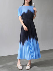 Luxury Gradient Pleats Dress