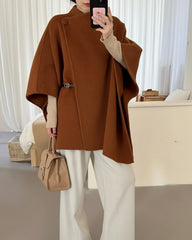 Luxury Wool-Blend Poncho Coat