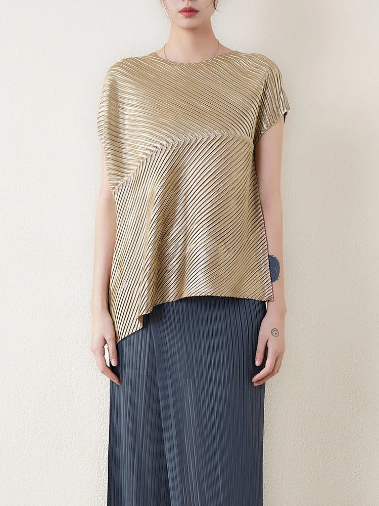 Metallic Japanese Pleated Dolman Top