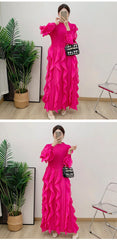 Truly Plissé Ruffle Dress