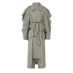 Luxury Grey Trench Coat with Unique Pockets