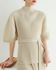 Plissé Flared Sleeves Top