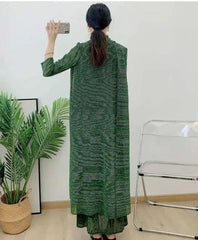 Luxury Pleats Dress & Coat Set