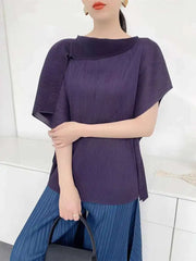 Pleat Plissé Asymmetric Draped Top