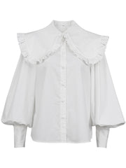 Classy Chic Oversized Collar White or Black Blouse Top