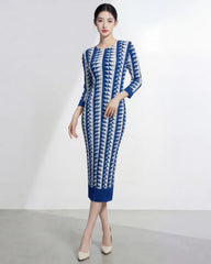 Luxury Pleated 3/4 Sleeve Dress