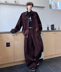 Men's Corduroy Wide-Leg Pants Set