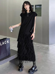Luxury Fringe Midi Skirt