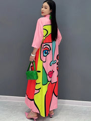 Women's Loose Pink Face Blouse Dress