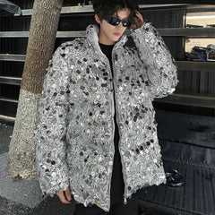 High-Fashion Men's Sequin Bomber Jacket