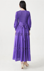 Luxury Fitted-Waist Plissé Dress