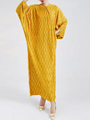 Genuine Pleated Batwing Sleeve Midi Dress