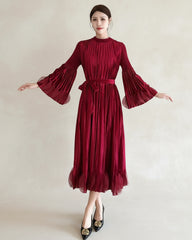Truly Plissé Bell Sleeve Dress