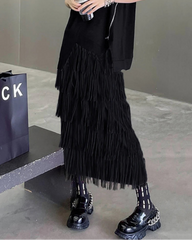 Luxury Fringe Midi Skirt