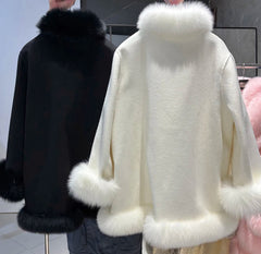 Women's 100% Wool & Fox Fur Coat