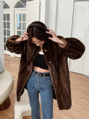 High-End Faux Mink Fur Jacket Outerwear