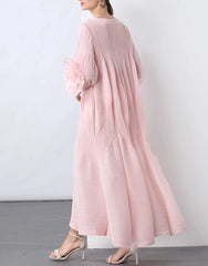 Floral Bell Sleeve Pleated Dress