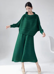 Truly Plissé Wide Leg Pant Set