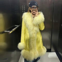Sheepskin Suede Mongolian Fur Coat