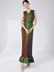 Designer Pleated Shawl Sleeveless Dress