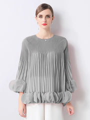 Luxury Pleated Bell Sleeve Top