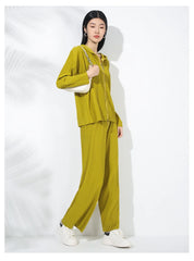 Couture Plissé Pleated Hoodie & Flared Trousers