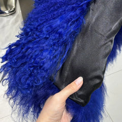 Luxurious Extra Long Curly Lamb Fur Coat