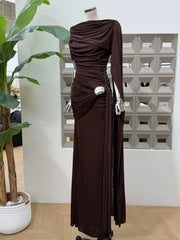 Luxury One-Shoulder Ruched Dress