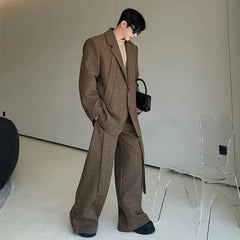 Men's Modern 2-Piece Woolen Blend Suit Set