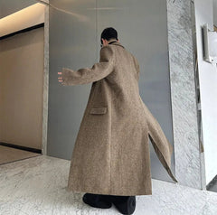 Men's Luxury Herringbone Wool-Blend Overcoat