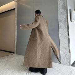 Men’s Classic Wool Blend Extra Long Coat