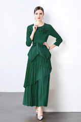 Elegant Plisse Blouse & Skirt Set