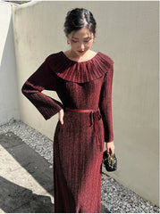 Pleated Off-Shoulder Dress